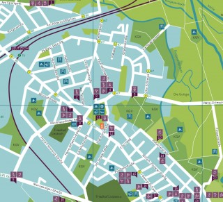 Plan mit Sportangeboten für den Leipziger Westen | Ausschnitt Leutzsch, Bewegungsstadtplan Leipziger Westen